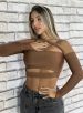 cropped manga longa gringa marrom