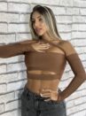 cropped manga longa gringa marrom