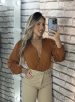 body manga longa lavinia caramelo