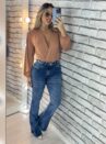 body manga longa lavinia caramelo