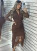 vestido midi manga longa bruninha marrom