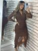 vestido midi manga longa bruninha marrom