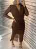 vestido midi manga longa bruninha marrom