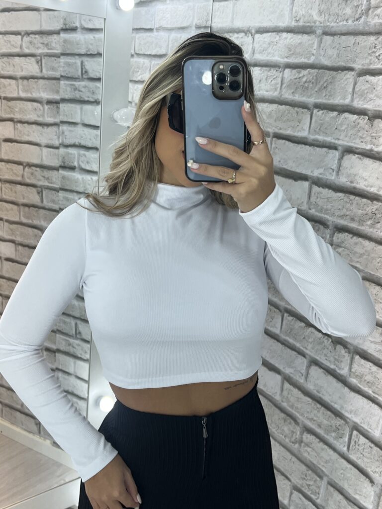 cropped manga longa maria branco