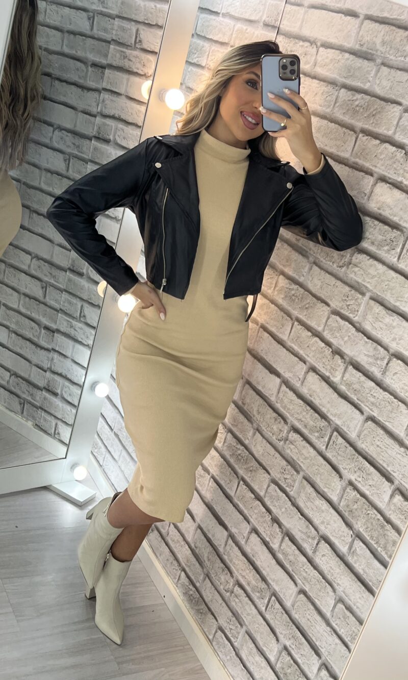 vestido midi rose bege
