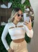 cropped manga longa ju off white