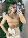cropped manga longa ema bege