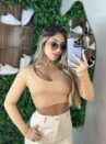 cropped manga longa ema bege