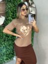 t shirt boho chic marrom