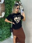 t shirt boho chic preto
