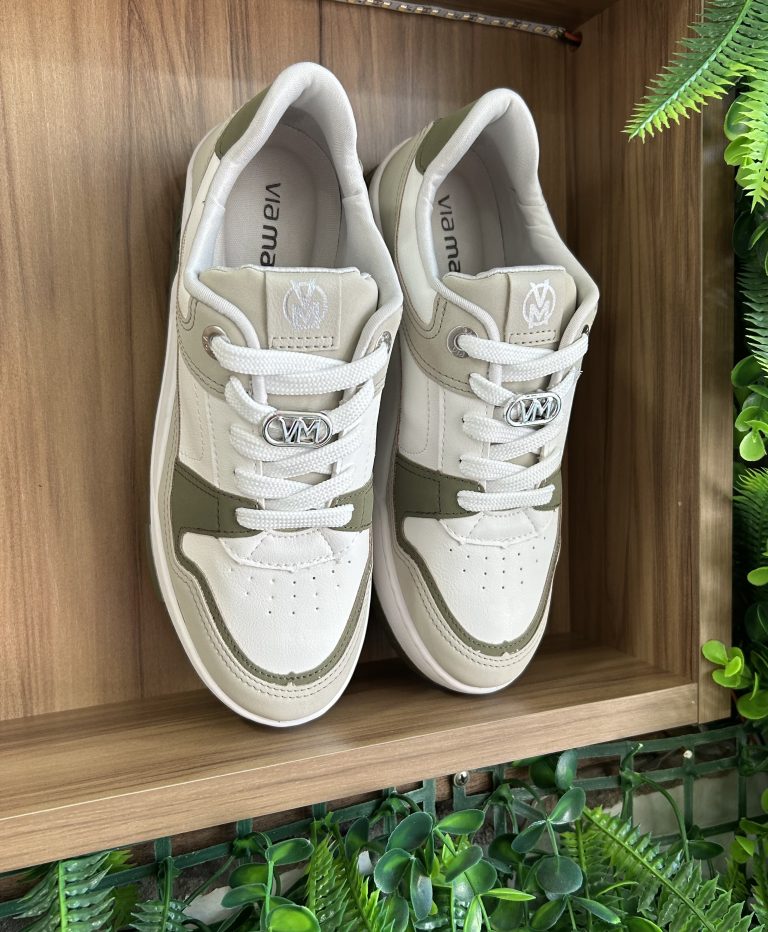 tênis casual verde/off white via marte 208 003 05