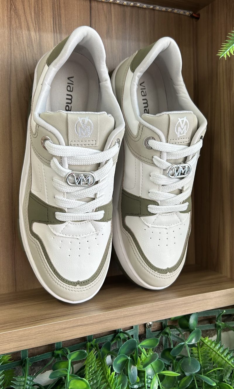 tênis casual verde/off white via marte 208 003 05