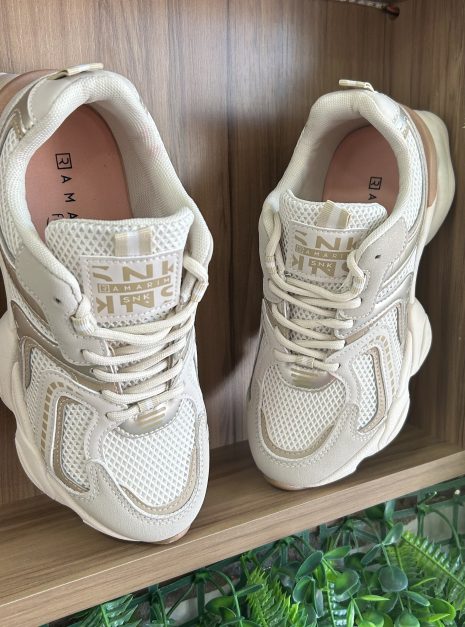 tênis casual bege/caqui ramarim 25 90131