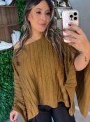 blusa capa tricô bege