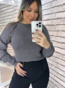blusa manga longa tricot cloe cinza