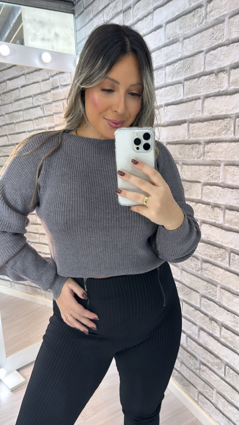 blusa manga longa tricot cloe cinza blusa manga longa tricot cloe cinza