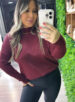 blusa alongada bordô