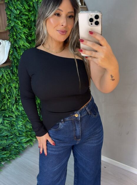 blusa manga longa adriana preto