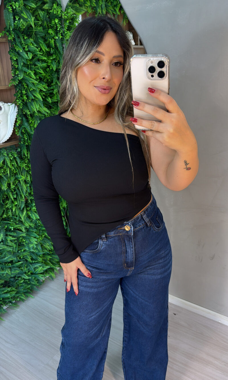 blusa manga longa adriana preto