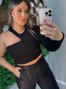 cropped manga longa cleo preto