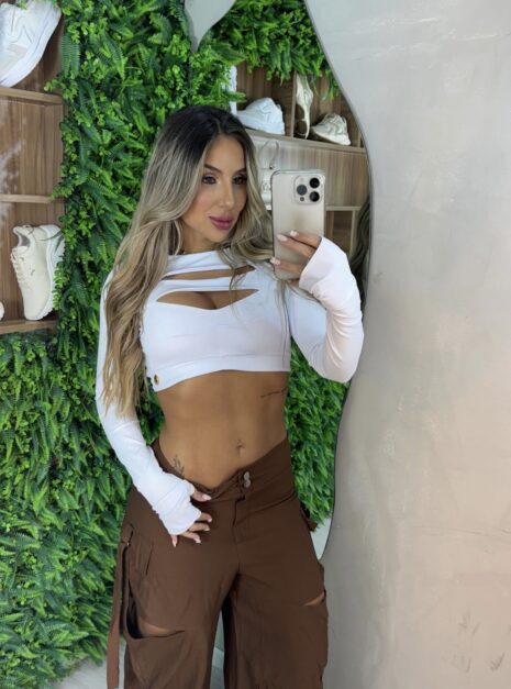 cropped manga longa mary branco