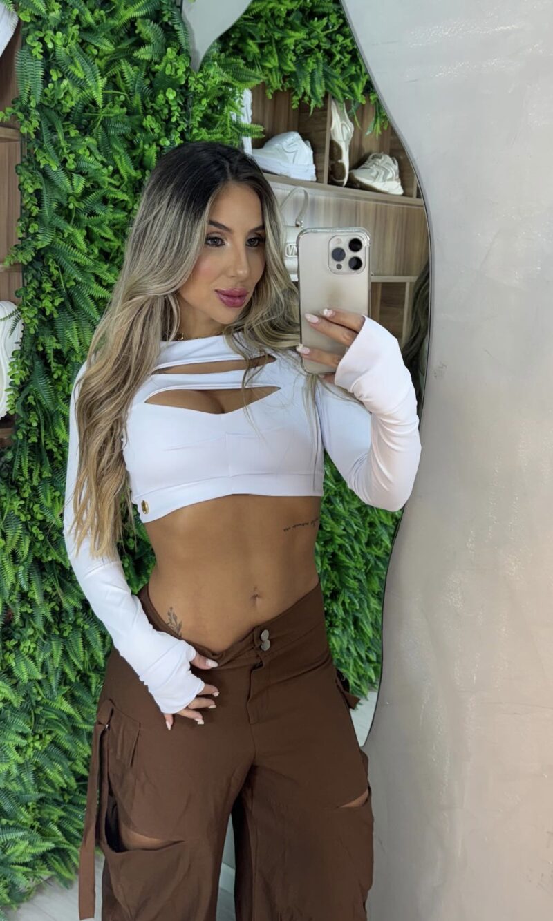 cropped manga longa mary branco