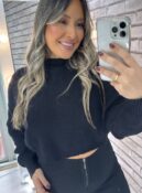 blusa manga longa tricot cloe preto