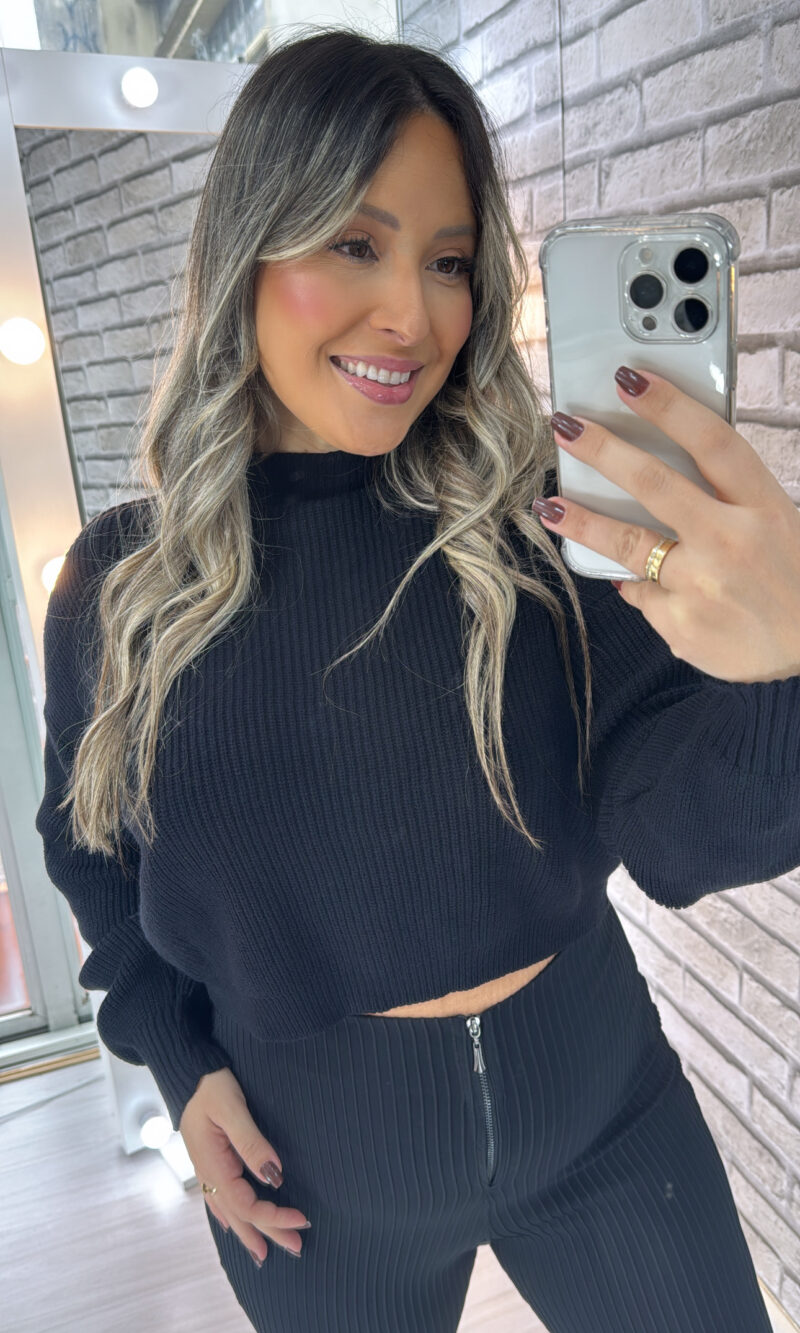 blusa manga longa tricot cloe preto