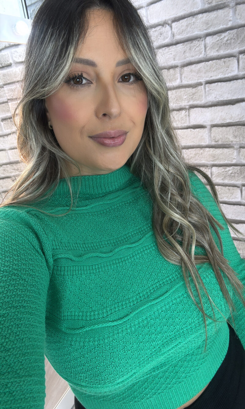 cropped manga longa modal alba verde