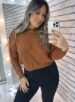 blusa manga longa tricot cloe caramelo