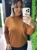 blusa alongada caramelo