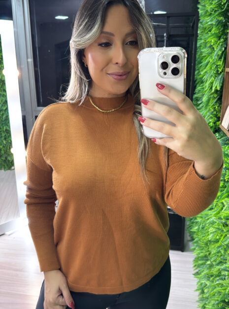 blusa alongada caramelo