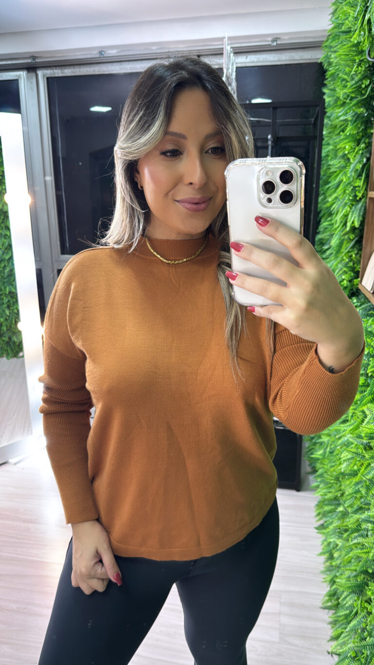 blusa alongada caramelo