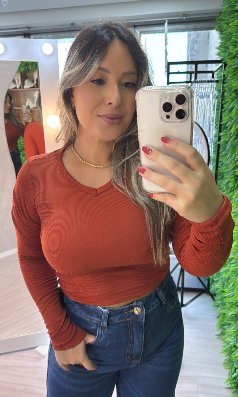 blusa manga longa flávia telha blusa manga longa flávia telha