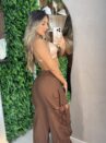 calça pantalona/jogger pedrita marrom