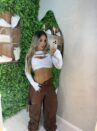 calça pantalona/jogger pedrita marrom