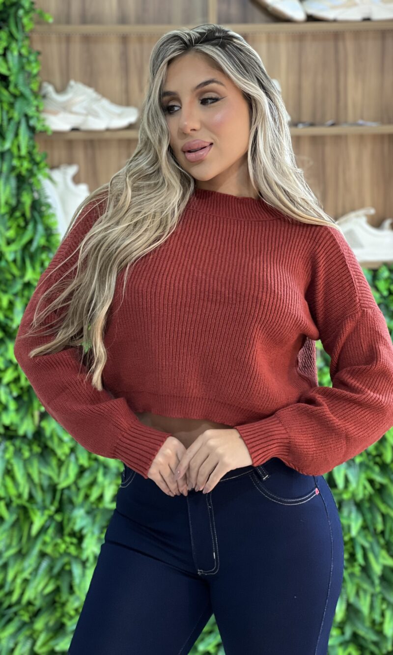 blusa manga longa tricot cloe terracota