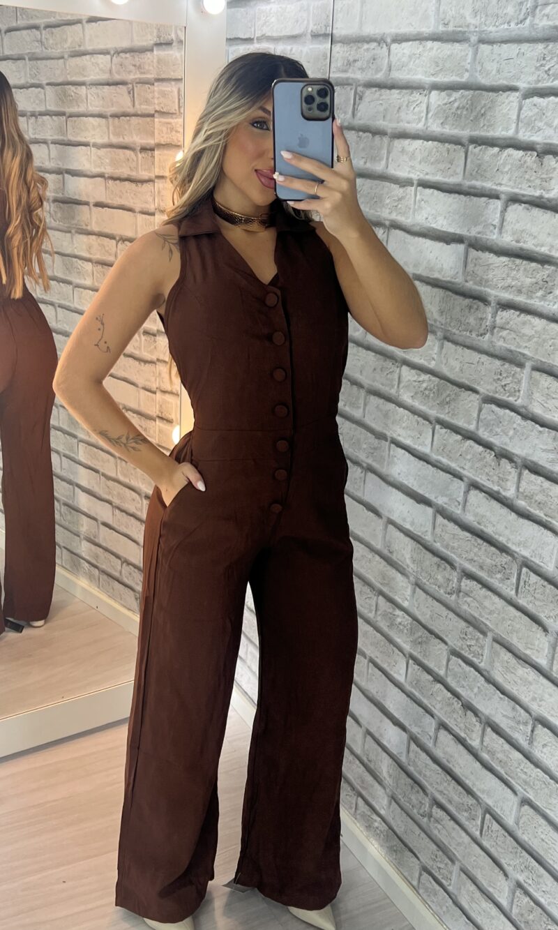 macacão rebeca marrom macacão rebeca marrom