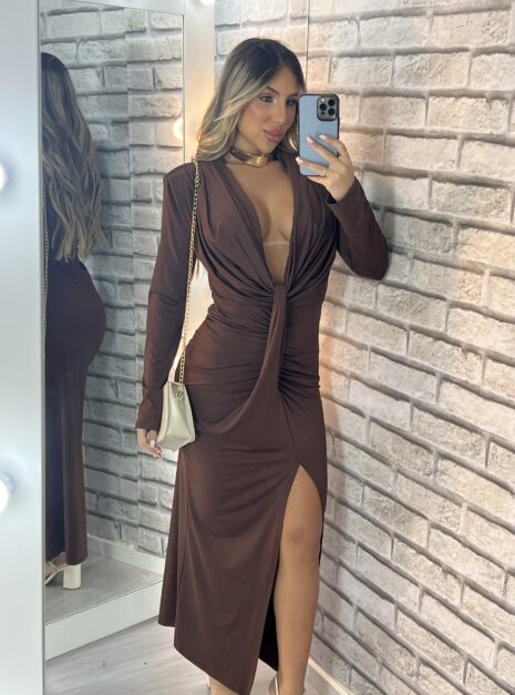 vestido longo manga longa aria verde