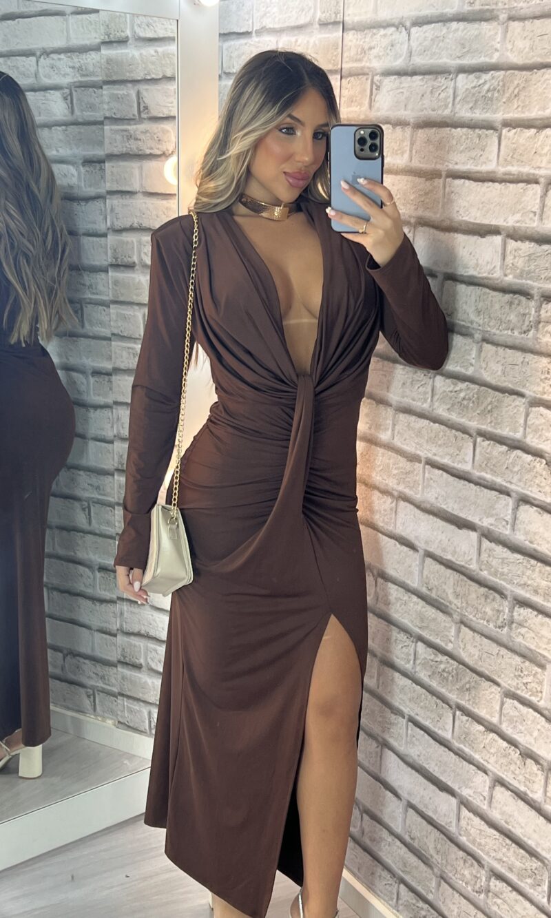 vestido longo manga longa aria verde