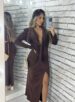 vestido longo manga longa aria verde
