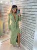 vestido longo manga longa aria verde