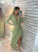 vestido longo manga longa aria verde