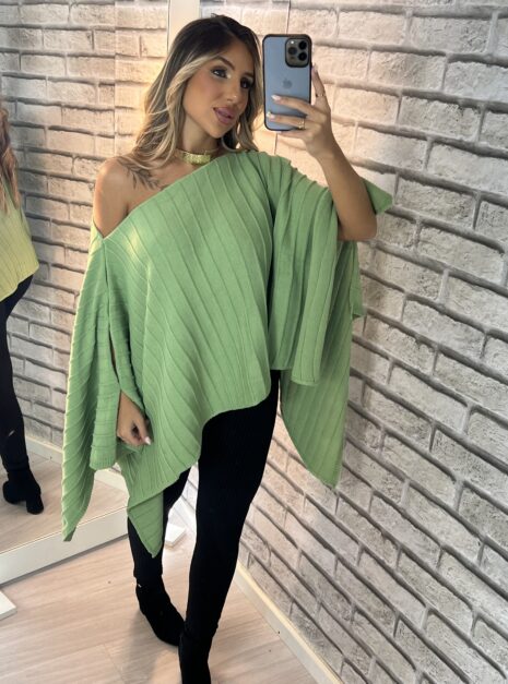 blusa capa tricô verde
