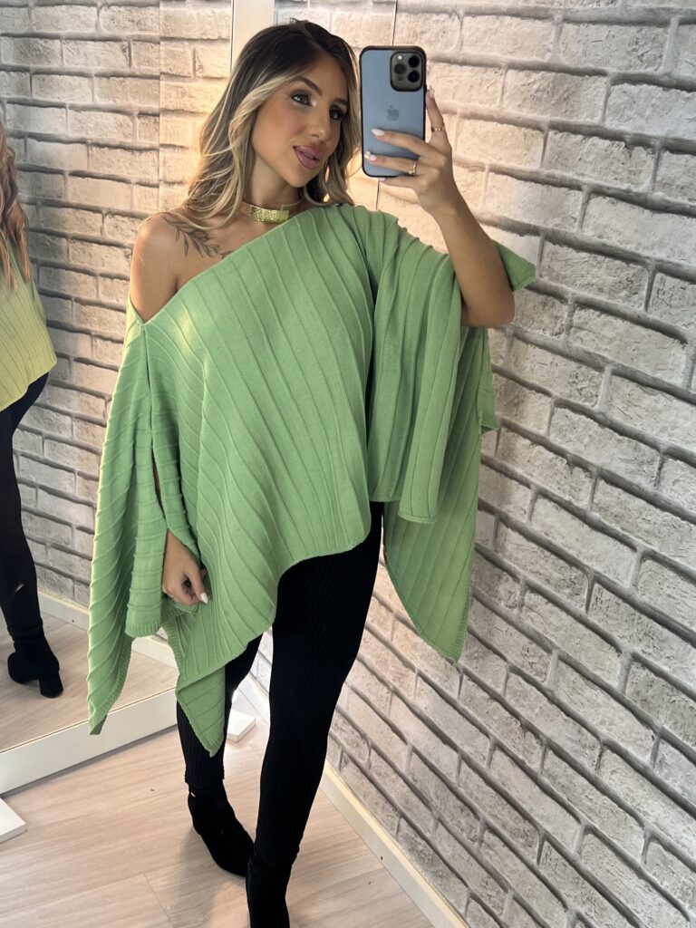 blusa capa tricô verde