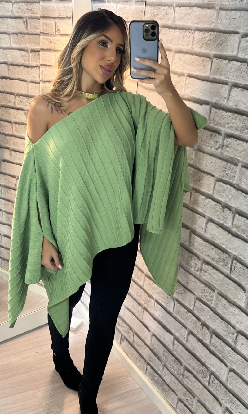blusa capa tricô verde