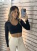 cropped manga longa ema preto