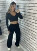 cropped manga longa ema preto