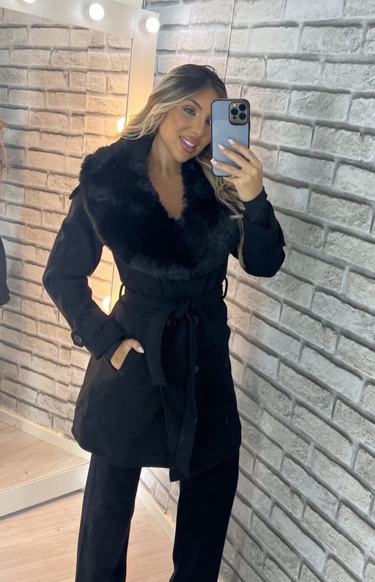 parka lã batida amelia preto