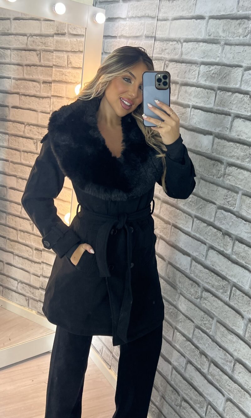 parka lã batida amelia preto